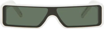 Rick Owens White Hollywood Geth Sunglasses In 0875 Pearl/forest