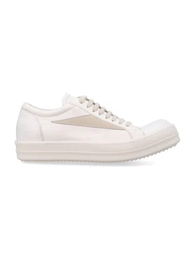 Rick Owens White Lace Up Sneakers