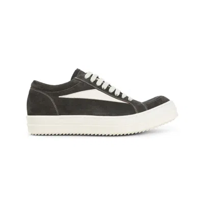 Rick Owens White Lace Up Sneakers In Black