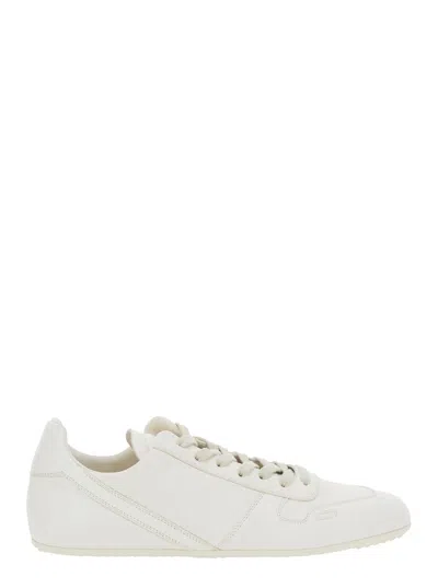 Rick Owens White Low Top Sneakers With Front Lace-up Closure And Rubber Sole In Leather Man In Multi