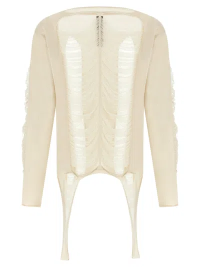 RICK OWENS WHITE LS TOP SWEATER