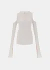 RICK OWENS RICK OWENS WHITE OPEN-SHOULDER RIBBED TOP