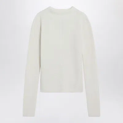 RICK OWENS RICK OWENS  WHITE RIBBED ALPACA BLEND SWEATER