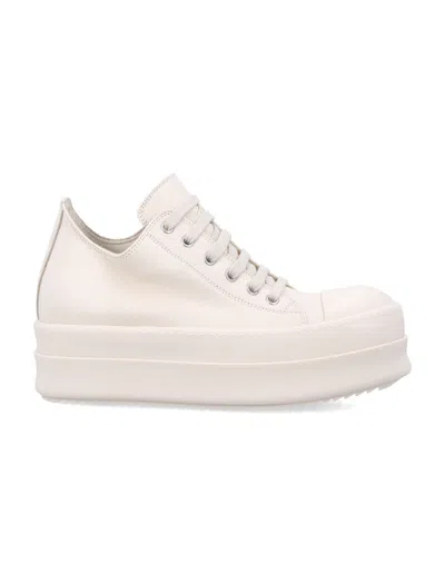 Rick Owens White Round Toe Sneakers In Beige