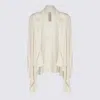 Rick Owens Ribbed Asymmetric-hem Cardigan In Bianco