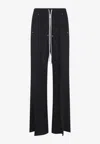 Rick Owens Heizer Belas Wide-leg Cotton-blend Poplin Drawstring Cargo Trousers In Black