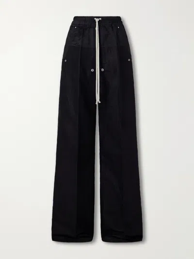 Rick Owens Wide Bela Wide-leg Flannel Drawstring Trousers In Black