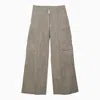 RICK OWENS WIDE CARGO TROUSERS IN PEARL GREY FOR MEN