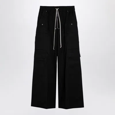 Rick Owens Wide Cargobelas Cotton Trousers Black In Green