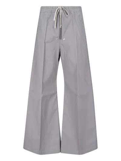 Rick Owens Wide Cotton Pants In Gray
