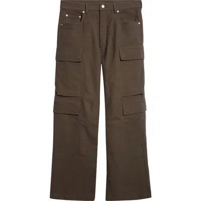 Rick Owens Wide Leg Cargo Jeans In Brown