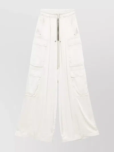 Rick Owens Wide-leg Cargo Trousers With Diagonal Pockets In White