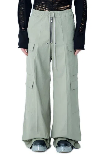 Rick Owens Wide-leg Cargobelas Drawstring Trousers In Green