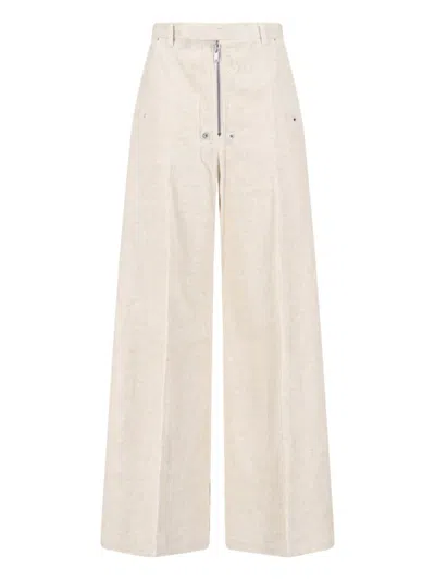 RICK OWENS RICK OWENS WIDE-LEG CORDUROY TROUSERS – OFF-WHITE