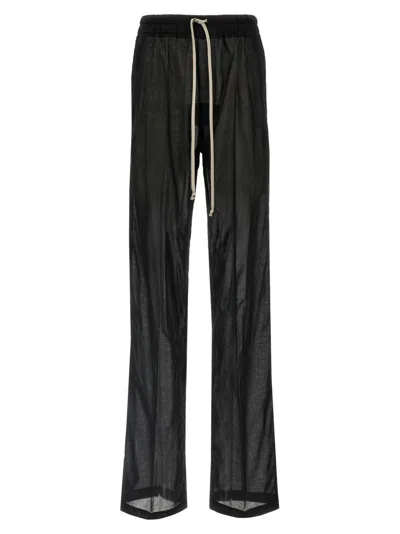 Rick Owens Wide-leg Cotton Muslin Pants With Drawstring Waist In Black