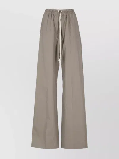 Rick Owens Wide Leg Cotton Pants With Eyelet Accents In Brown