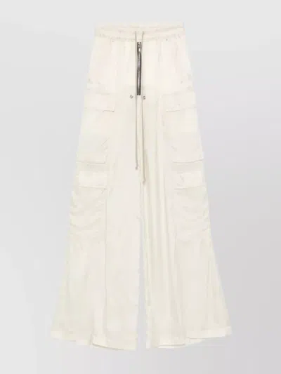 Rick Owens Wide-leg Cupro Trousers Cargo Pockets In White