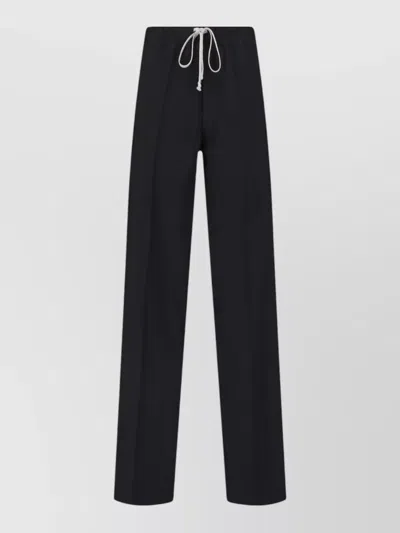 Rick Owens Wide Leg Pants Elastic Waistband Buttoned Pocket In Black