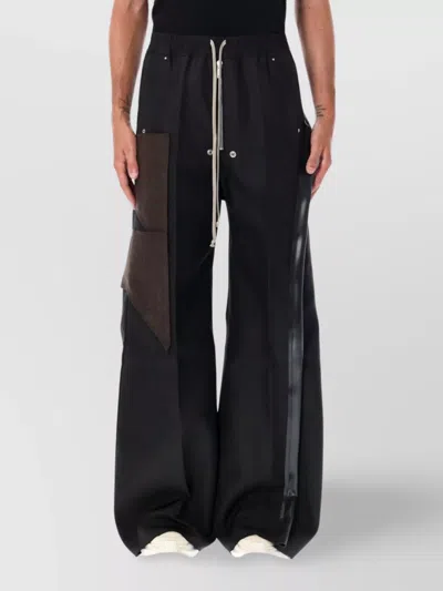 Rick Owens Wide Leg Pants With Zip And Eyelet In Black