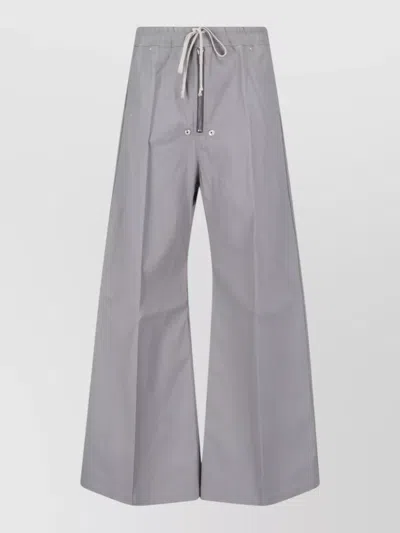 Rick Owens Wide Leg Shorts Snap Button Pockets Eyelets In Gray