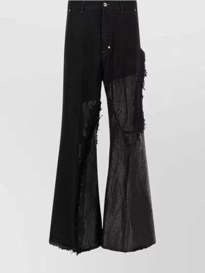 RICK OWENS WIDE LEG TROUSERS FEATURING FRAYED EDGES