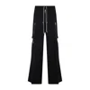 Rick Owens Wide-leg Trousers With High Waist And Utility Pockets In Black