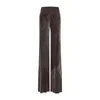 Rick Owens Wide-leg Trousers With Ribbed Waistband In Brown