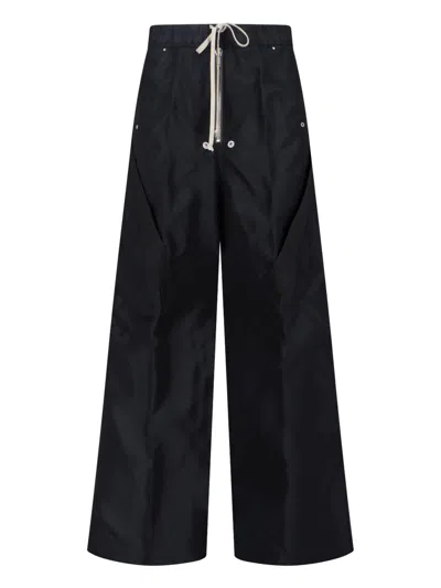 Rick Owens Wide Pants "megastrapped Bolans" In Black