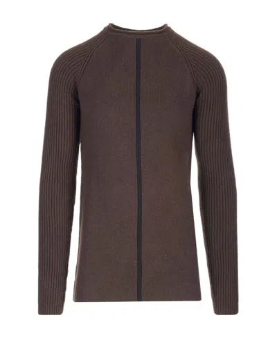 Rick Owens Wide-ribbed Crew-neck Jumper In Brown