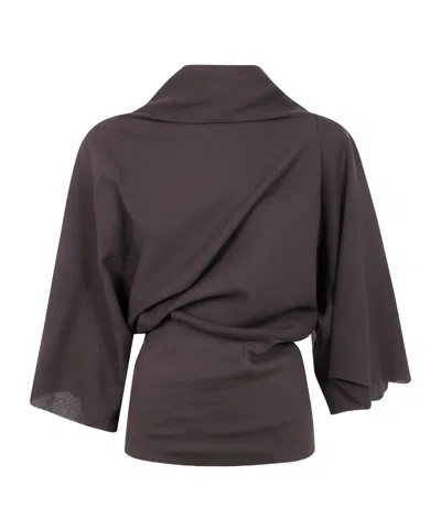 Rick Owens Wide Sleeve Top In Brown