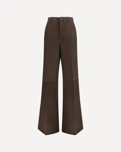 Rick Owens Wide-leg Suede Pants In Brown