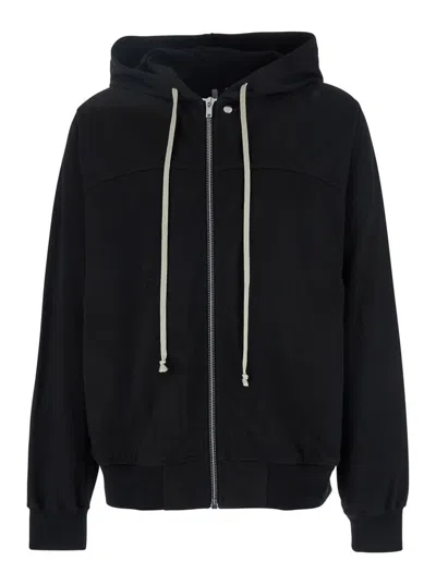 Rick Owens 'windbreaker' Black Hooded Sweatshirt In Cotton Man