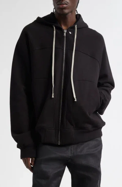 Rick Owens Windbreaker Cotton Zip Hoodie In Black
