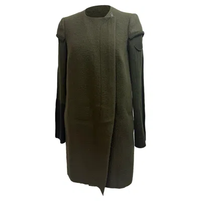 Rick Owens Winter Swan Peacoat In Green Wool
