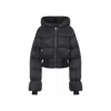 Rick Owens Black Down Jacket With Crop Design And Fixed Hood In Tech Fabric Woman In Blue