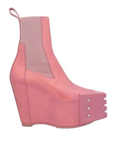 Rick Owens Woman Ankle Boots Antique Rose Size 7 Leather In Pink