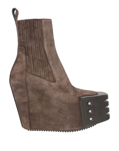 Rick Owens Woman Ankle Boots Brown Size 11 Leather In Multi