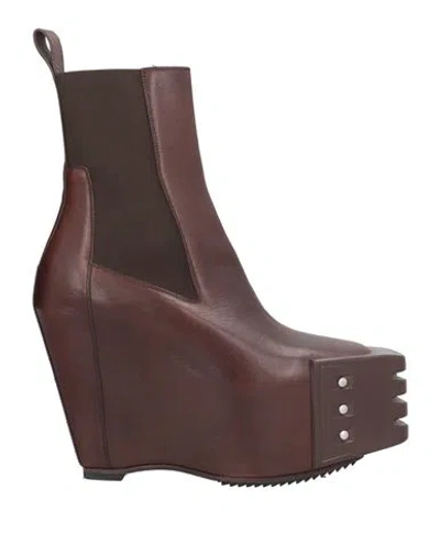 Rick Owens Woman Ankle Boots Chocolate Brown Size 11 Leather