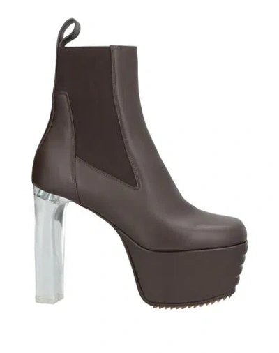 Rick Owens Khaki Porterville Minimal Grill Beatle 65 Chelsea Boots In 350 Bean/clear