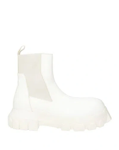 Rick Owens Woman Ankle Boots Cream Size 9 Leather In White