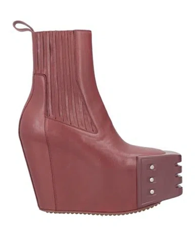 Rick Owens Woman Ankle Boots Garnet Size 9 Leather In Red