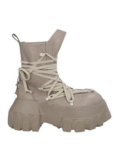 Rick Owens Woman Ankle Boots Khaki Size 8 Leather In Sand