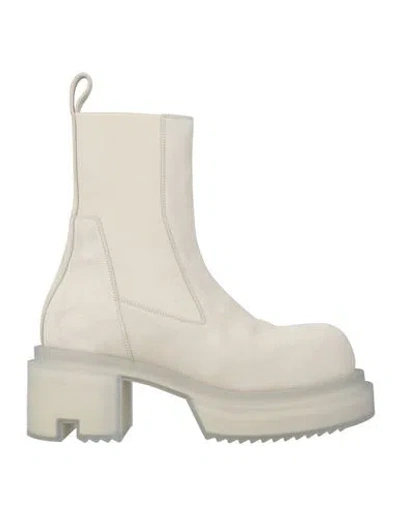 Rick Owens Woman Ankle Boots Off White Size 7 Leather, Elastic Fibres In Gold