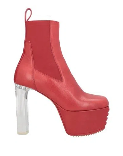 Rick Owens Woman Ankle Boots Red Size 7 Leather
