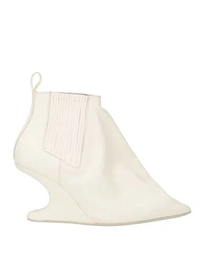 Rick Owens Woman Ankle Boots White Size 11 Leather