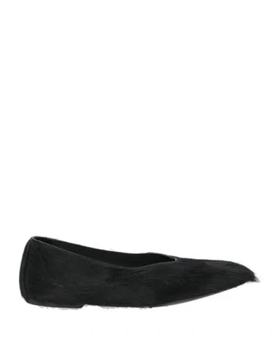 Rick Owens Woman Ballet Flats Black Size 10 Leather In Blue