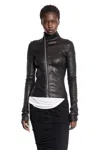 Rick Owens Asymmetric Black Stretch Leather Jacket In Black