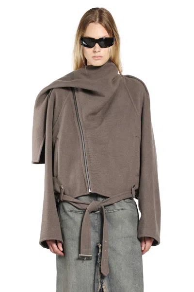 Rick Owens Woman Black Jackets In Gray
