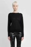 Rick Owens Black Crewneck Pullover In Semi Sheer Fabric Woman In Black