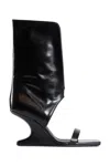 Rick Owens Black Hollywood Winged Cantilever 8 Heeled Sandals In Black